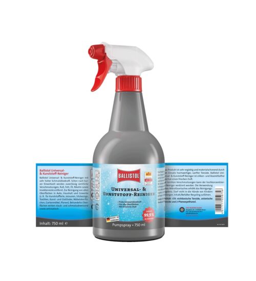 Groß (25075+Rückseite) Ballistol Universal- und Kunststoffreiniger 750ml Pumpsprüher
