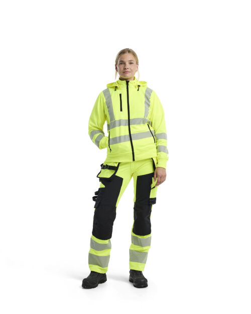 Damen High Vis Sweatjacke mit abnehmbarer Kapuze