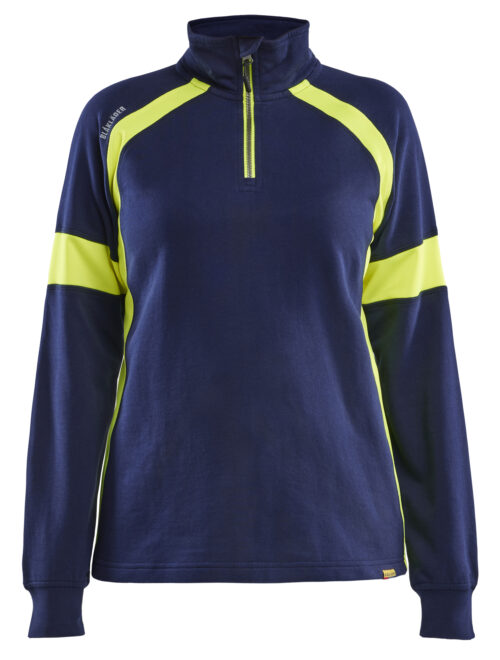Damen Sweatshirt Half-Zip mit High Vis