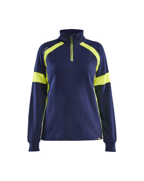 Damen Sweatshirt Half-Zip mit High Vis
