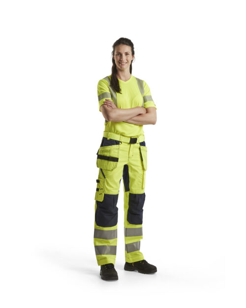 Damen High Vis Arbeitshose mit Stretch