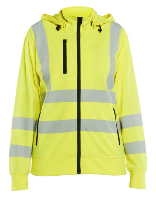 Damen High Vis Sweatjacke mit abnehmbarer Kapuze
